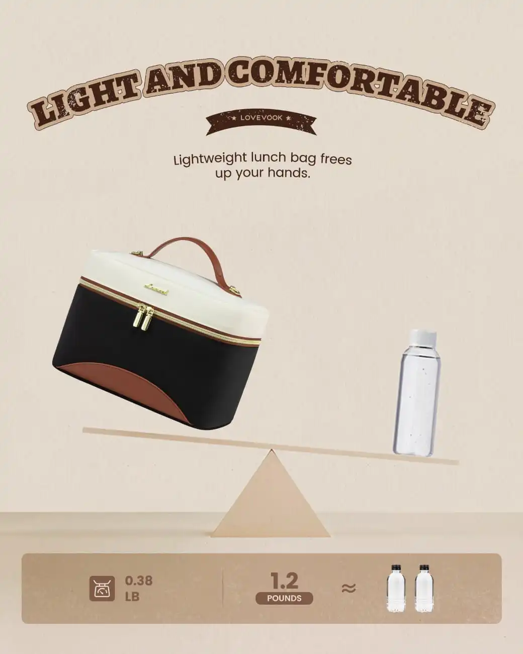 Lunch Bag Ισοθερμική τσάντα Lovevook UB3225 beige/black