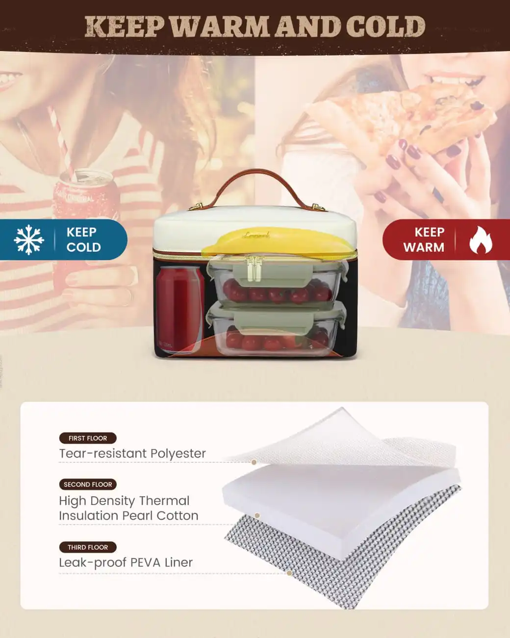 Lunch Bag Ισοθερμική τσάντα Lovevook UB3225 beige/black