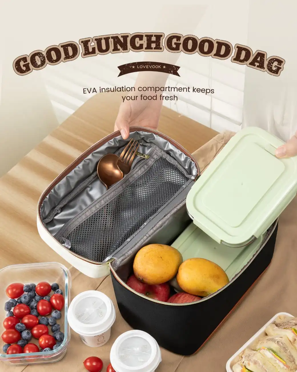 Lunch Bag Ισοθερμική τσάντα Lovevook UB3225 beige/black