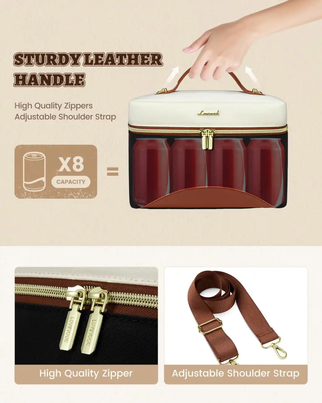 Lunch Bag Ισοθερμική τσάντα Lovevook UB3225 beige/black