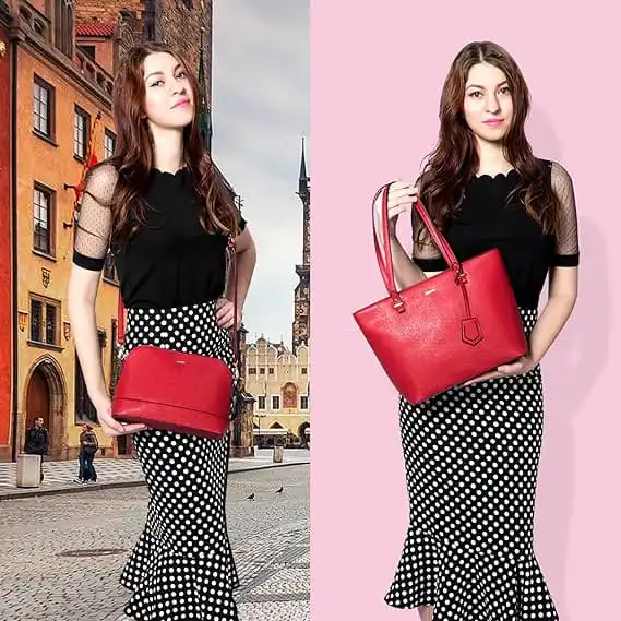 Γυναικείο σετ τσάντας ώμου/χιαστί/χειρός φορητού υπολογιστή Lovevook 13,3” WB0976 κόκκινο