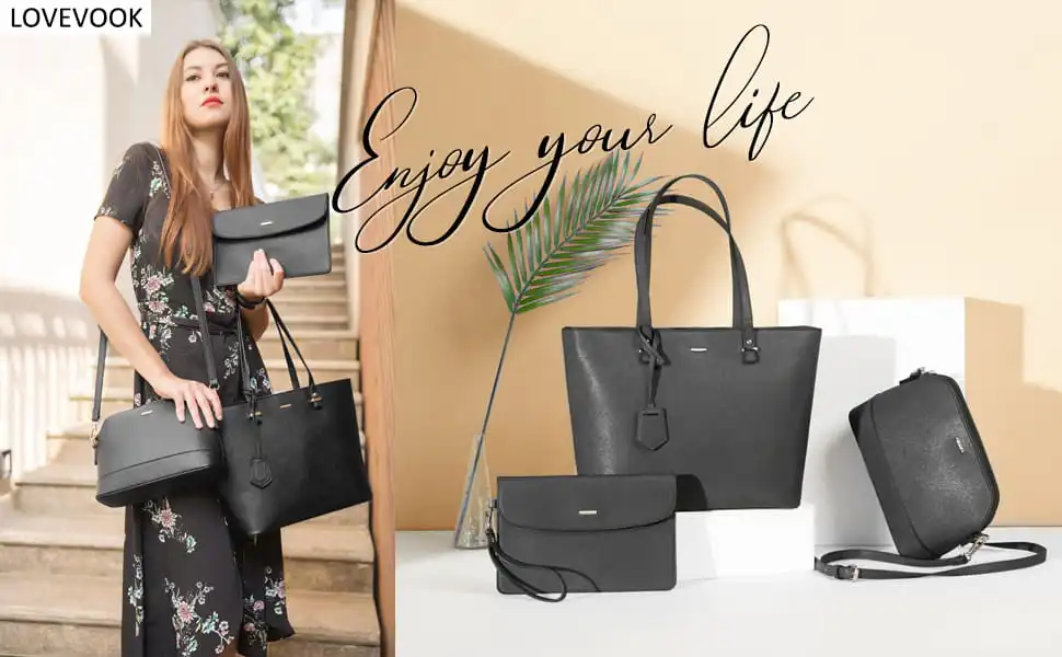 Γυναικείο σετ τσάντας ώμου/χιαστί/χειρός φορητού υπολογιστή Lovevook 13,3'' WB0976 black