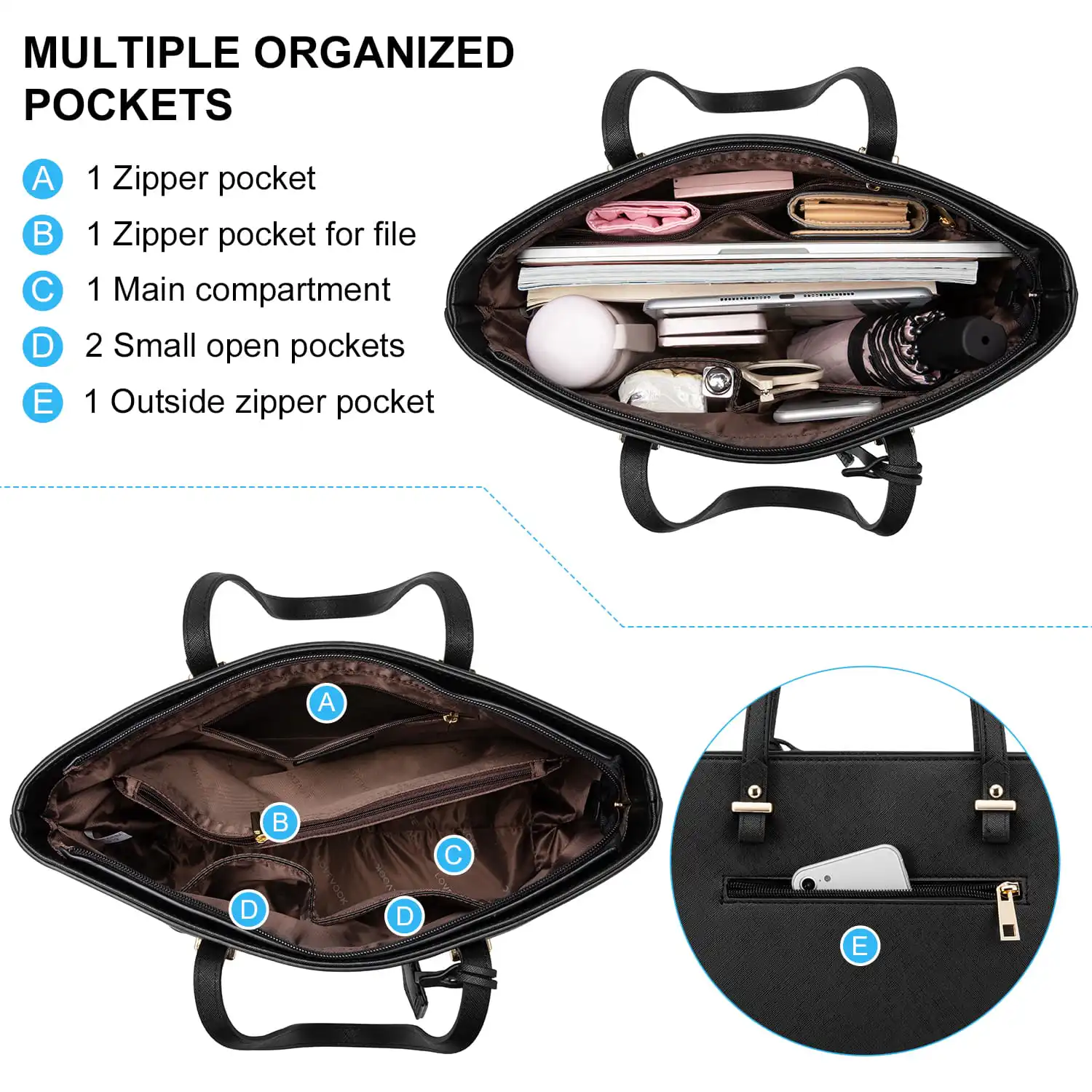 Γυναικείο σετ τσάντας ώμου/χιαστί/χειρός φορητού υπολογιστή Lovevook 13,3'' WB0976 black