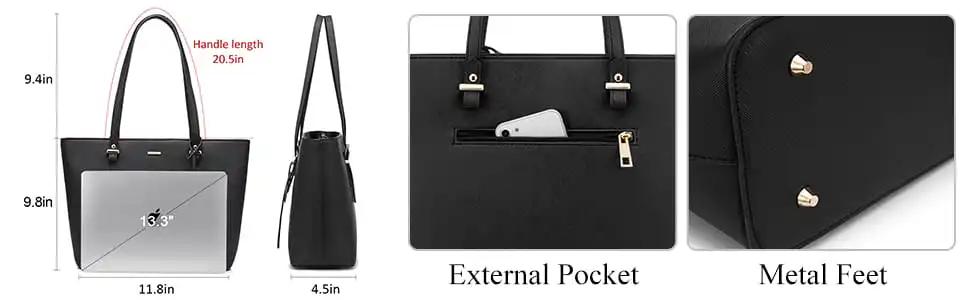 Γυναικείο σετ τσάντας ώμου/χιαστί/χειρός φορητού υπολογιστή Lovevook 13,3'' WB0976 black