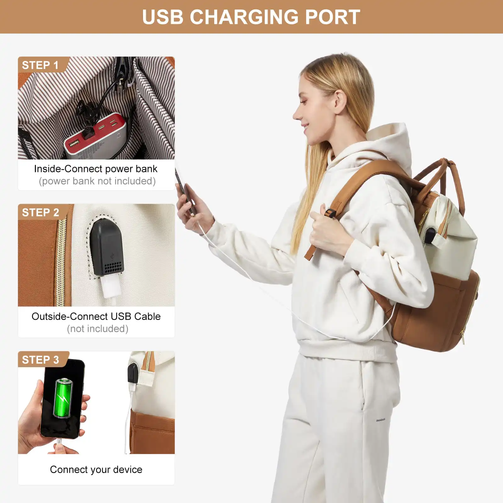 Γυναικείο Σακίδιο Φορητού Υπολογιστή Lovevook 15,6” WB1577 beige/brown