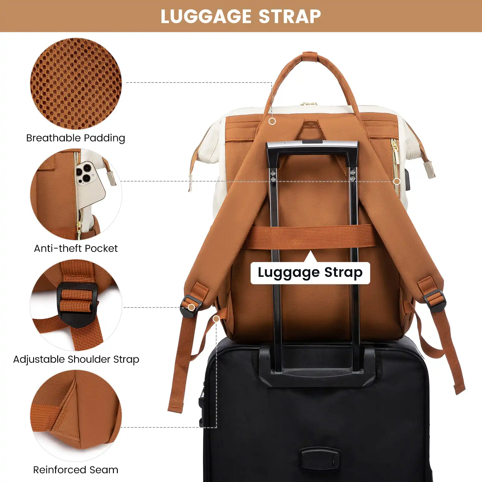 Γυναικείο Σακίδιο Φορητού Υπολογιστή Lovevook 15,6'' WB1577 beige/brown