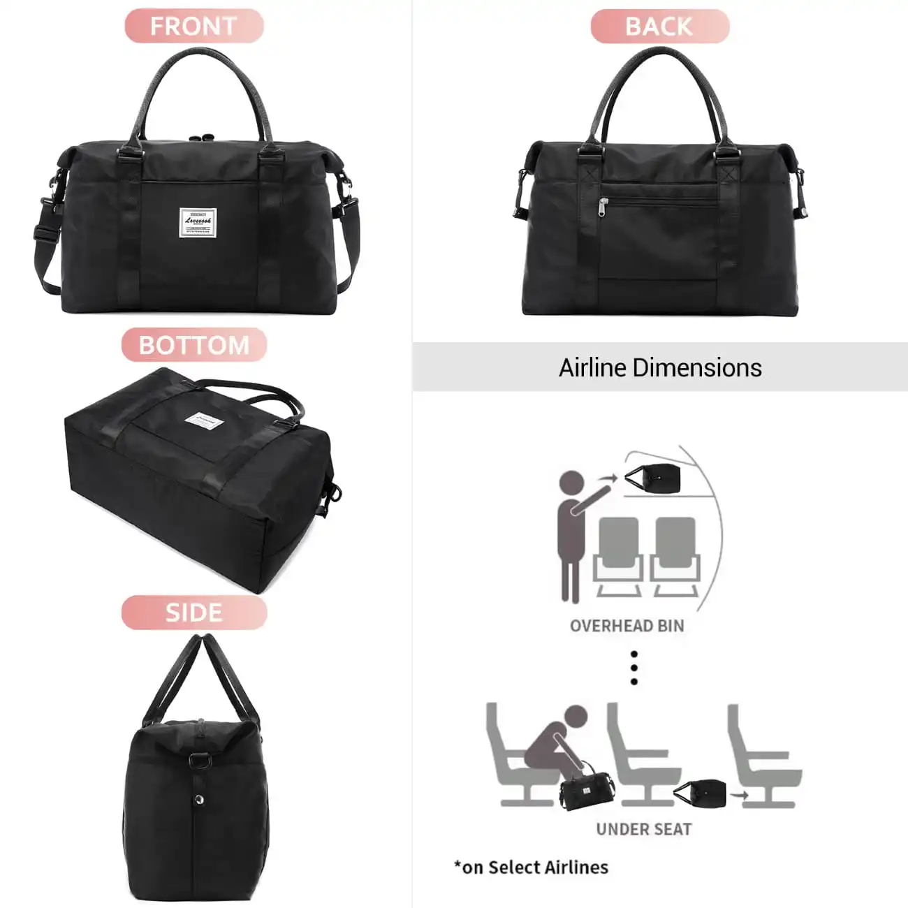 Σετ Σάκος ταξιδιού νεσεσέρ 25 L Lovevook WB1831 black