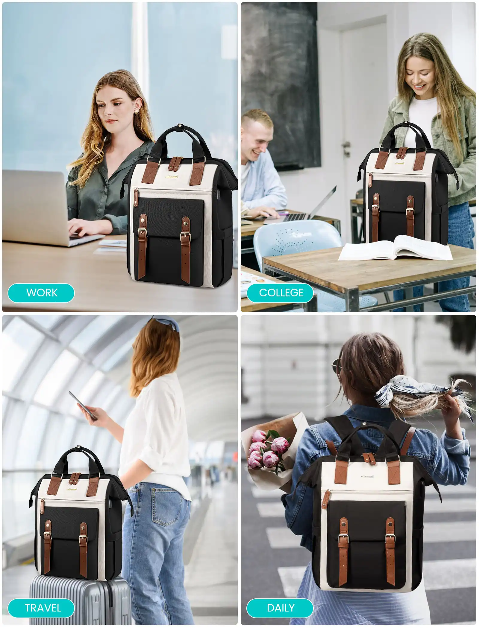 Γυναικείο Σετ Σακίδιο Φορητού Υπολογιστή τσάντα χειρός Lovevook 15,6'' WB1930 beige/black