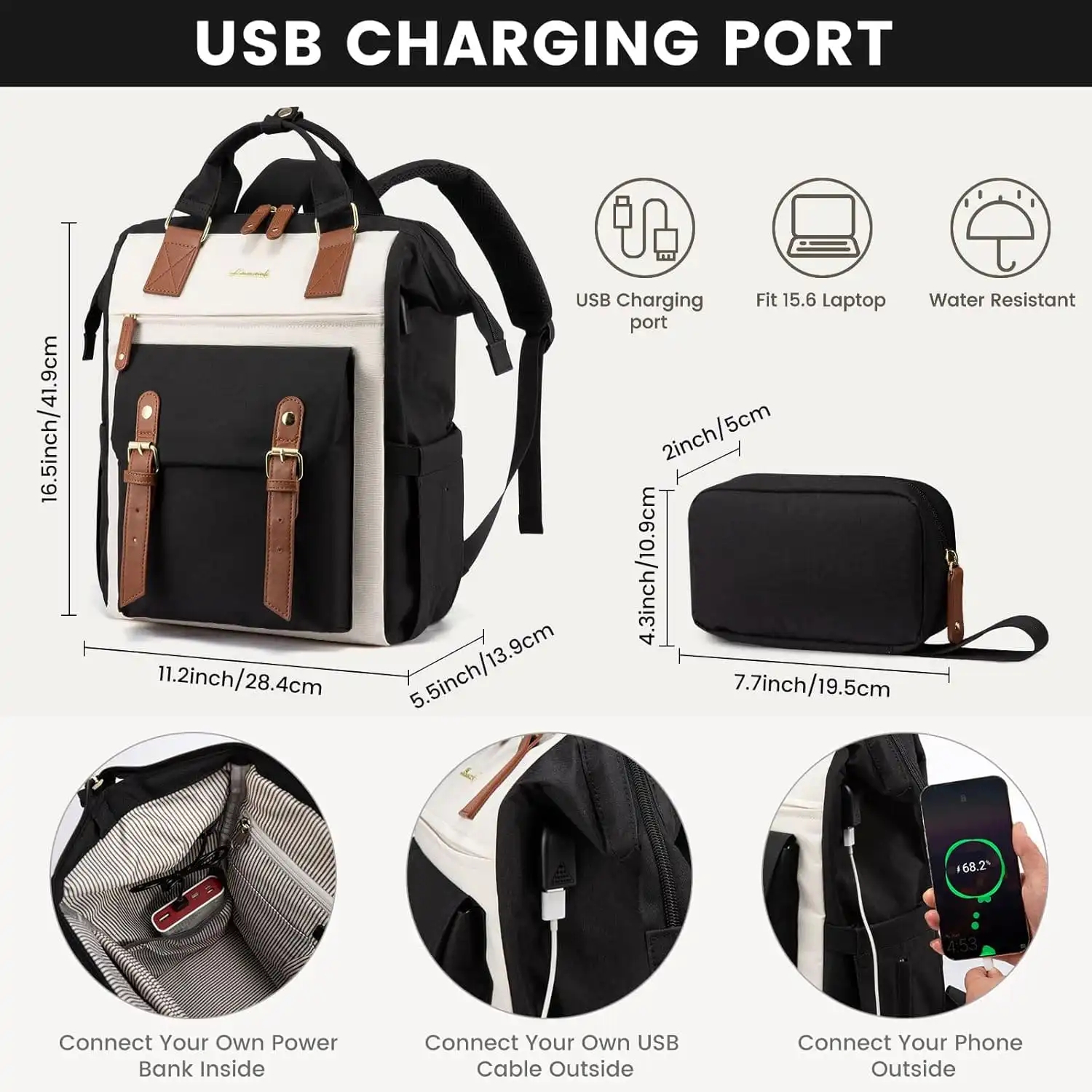 Γυναικείο Σετ Σακίδιο Φορητού Υπολογιστή τσάντα χειρός Lovevook 15,6'' WB1930 beige/black