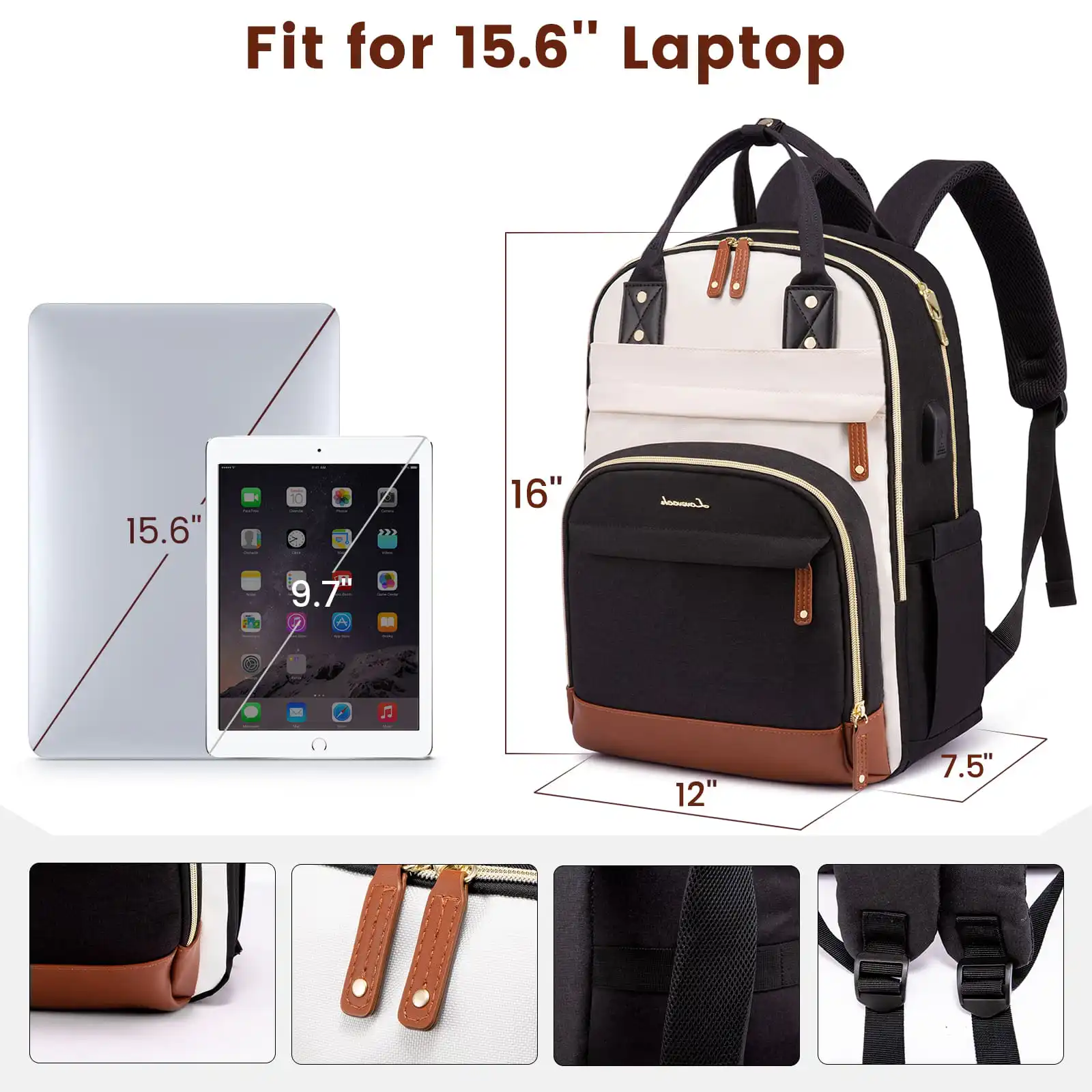 Γυναικείο Σακίδιο Φορητού Υπολογιστή Lovevook 15,6'' MB2012 beige/black/brown