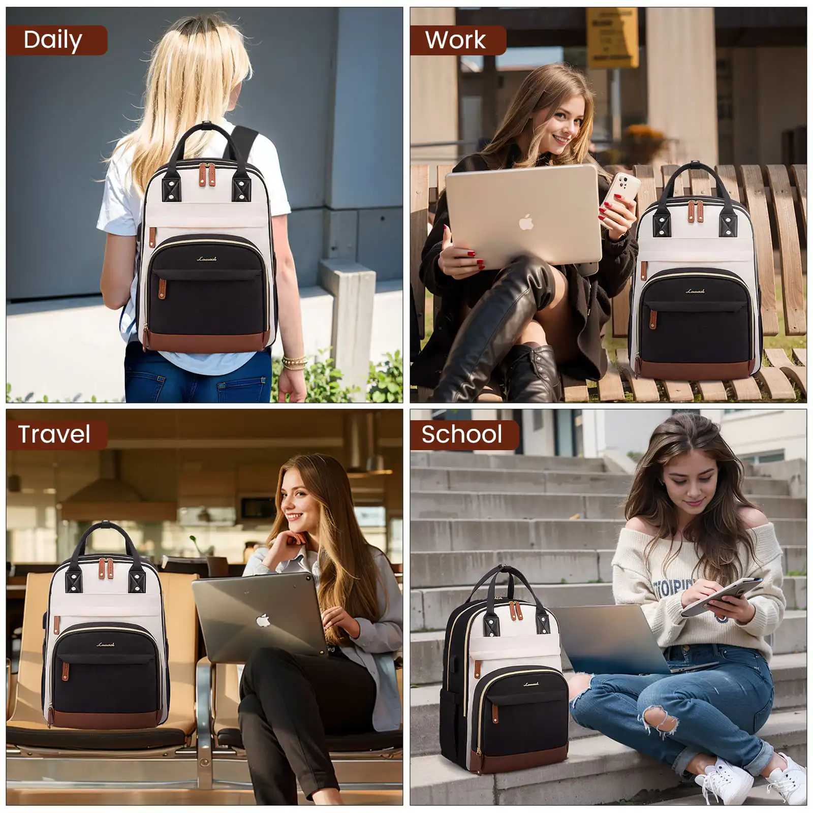 Γυναικείο Σακίδιο Φορητού Υπολογιστή Lovevook 15,6'' MB2012 beige/black/brown