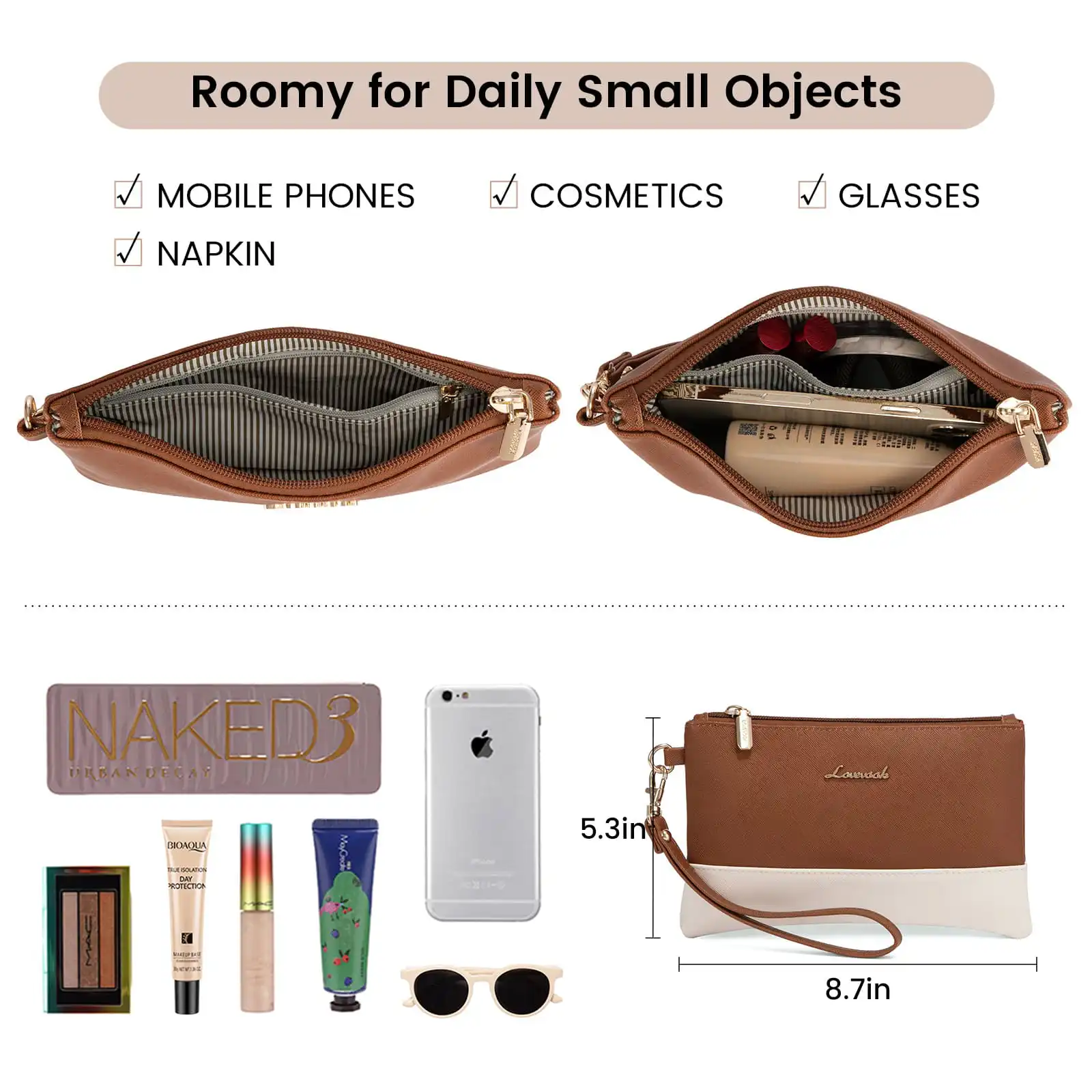 Γυναικείο σετ τσάντας ώμου/χειροός φορητού υπολογιστή Lovevook 15,6'' WB2026 beige/brown