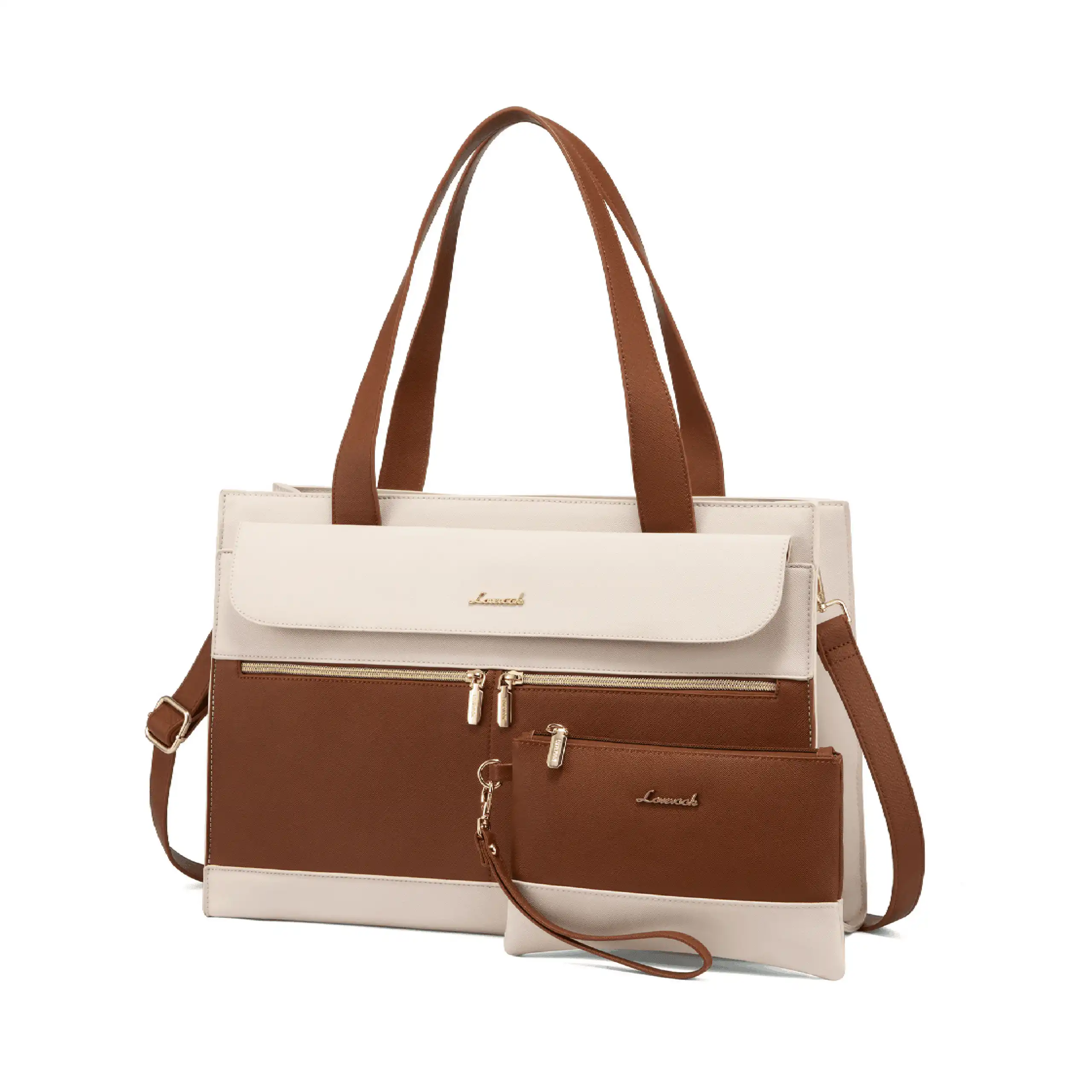 Γυναικείο σετ τσάντας ώμου/χειροός φορητού υπολογιστή Lovevook 15,6'' WB2026 beige/brown