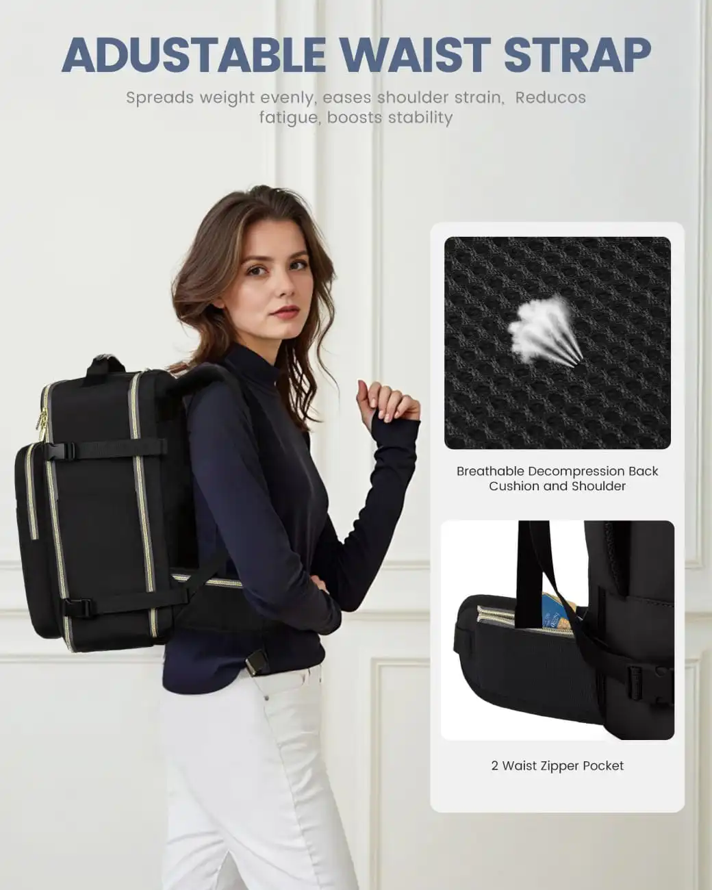 Σακίδιο ταξιδιού για γυναίκες 40L Carry on 17,3" WB2029 black/gray Σακίδιο ταξιδιού για γυναίκες 40L Carry on 17,3" WB2029 black/gray