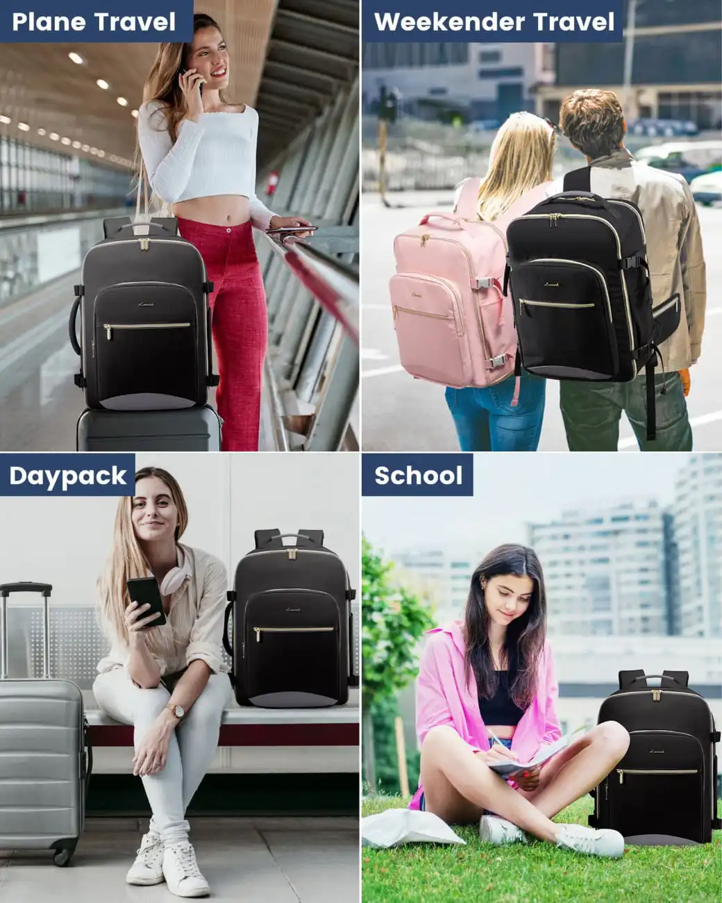 Σακίδιο ταξιδιού για γυναίκες 40L Carry on 17,3" WB2029 black/gray