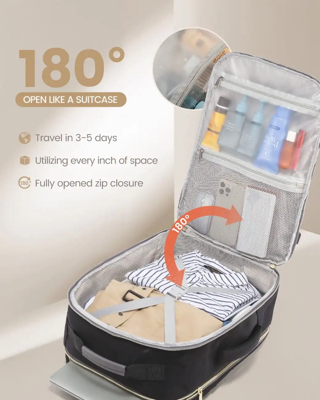 Σακίδιο ταξιδιού για γυναίκες 40L Carry on 17,3" WB2029 black/gray