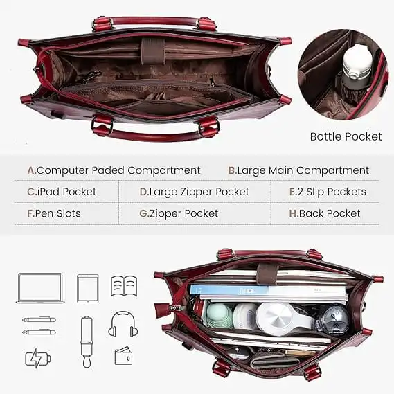 Γυναικείο σετ τσάντας ώμου/χειρος φορητού υπολογιστή Lovevook 15,6” WB2035 brown