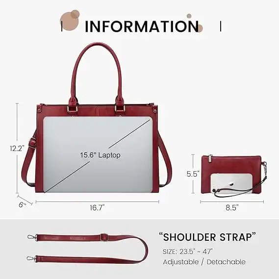 Γυναικείο σετ τσάντας ώμου/χειρος φορητού υπολογιστή Lovevook 15,6'' WB2035 red