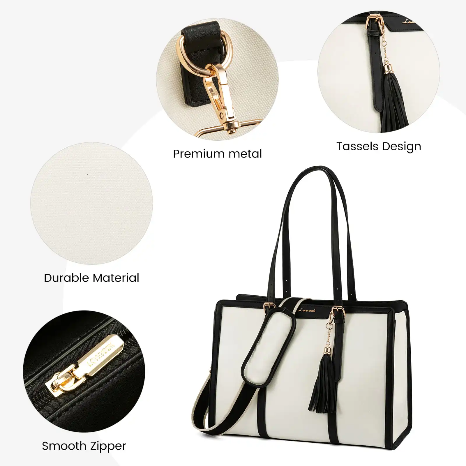 Γυναικείο σετ τσάντας ώμου/χειρός φορητού υπολογιστή Lovevook 15,6'' WB2038 beige/black