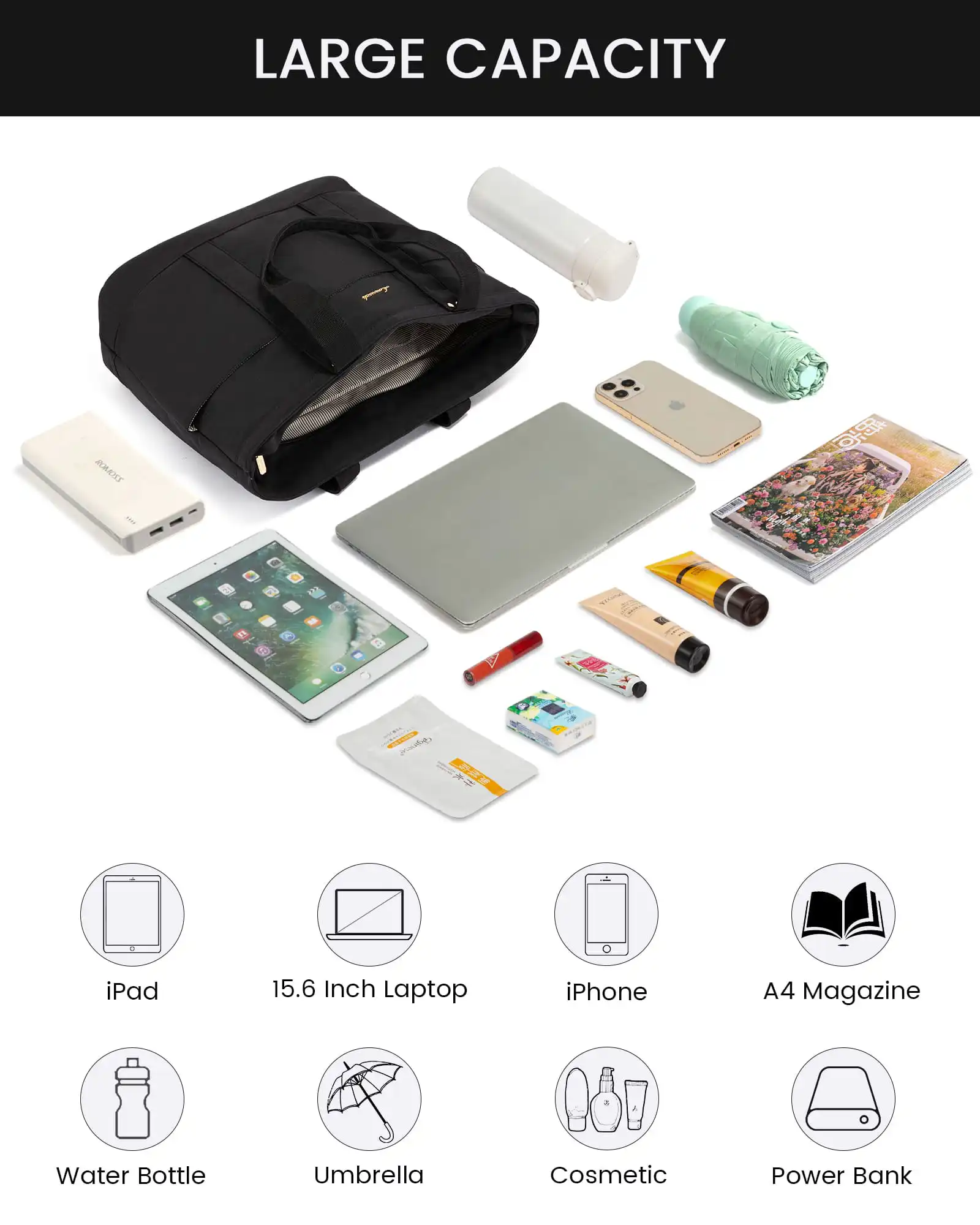 Γυναικεία τσάντα ώμου φορητού υπολογιστή Lovevook 15,6'' WB2148 black