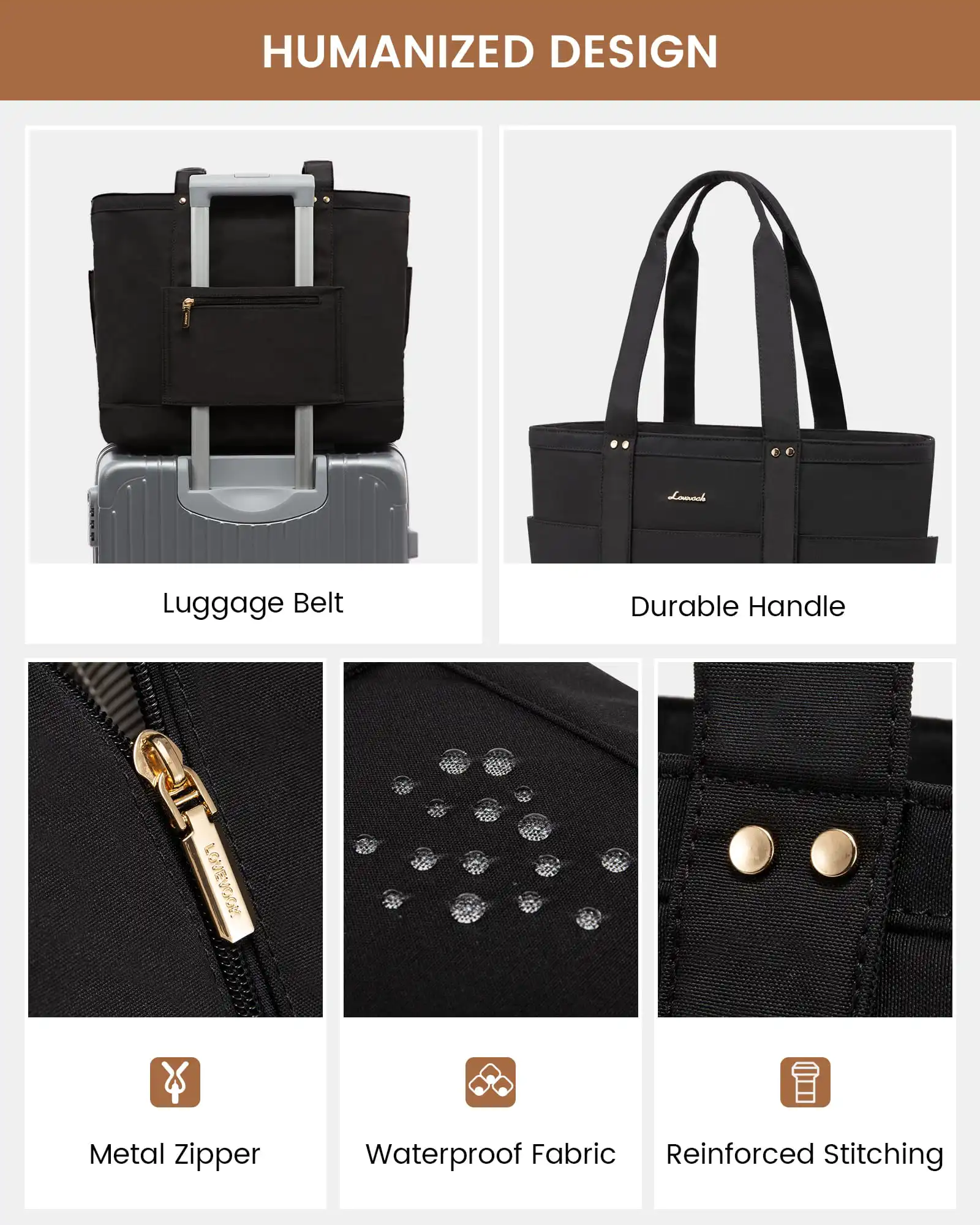 Γυναικεία τσάντα ώμου φορητού υπολογιστή Lovevook 15,6'' WB2148 black