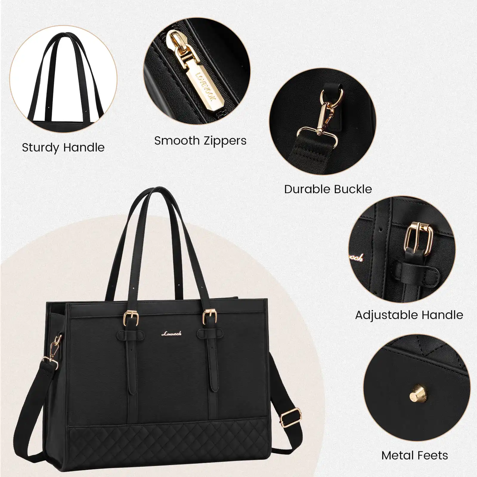 Γυναικείο σετ τσάντας ώμου/χειρός φορητού υπολογιστή Lovevook 15,6'' WB3013 black