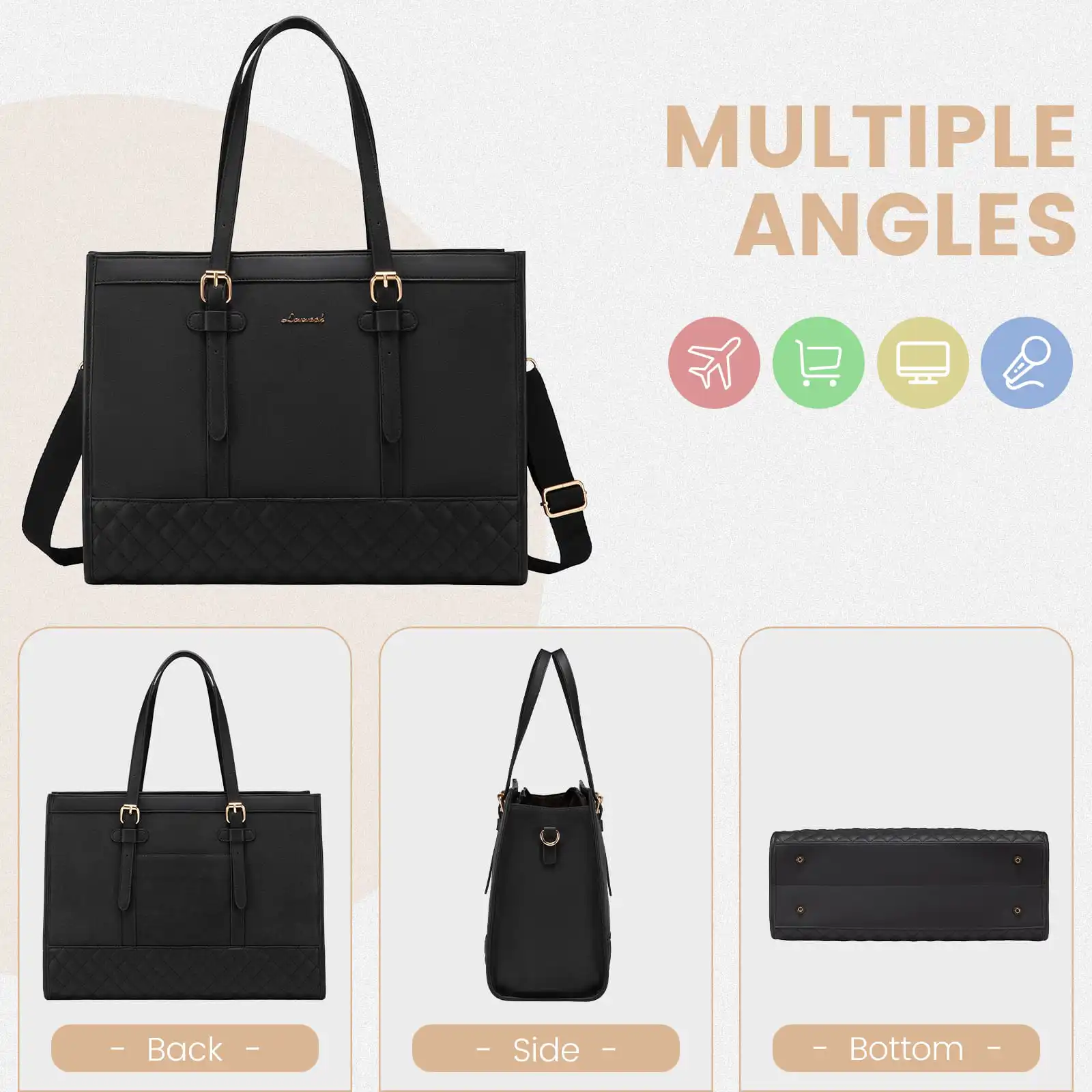 Γυναικείο σετ τσάντας ώμου/χειρός φορητού υπολογιστή Lovevook 15,6'' WB3013 black