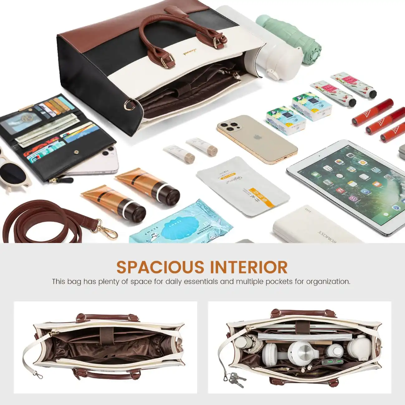 Γυναικείο σετ τσάντας ώμου/χειρός φορητού υπολογιστή Lovevook 15,6'' WB3024 black/beige/brown