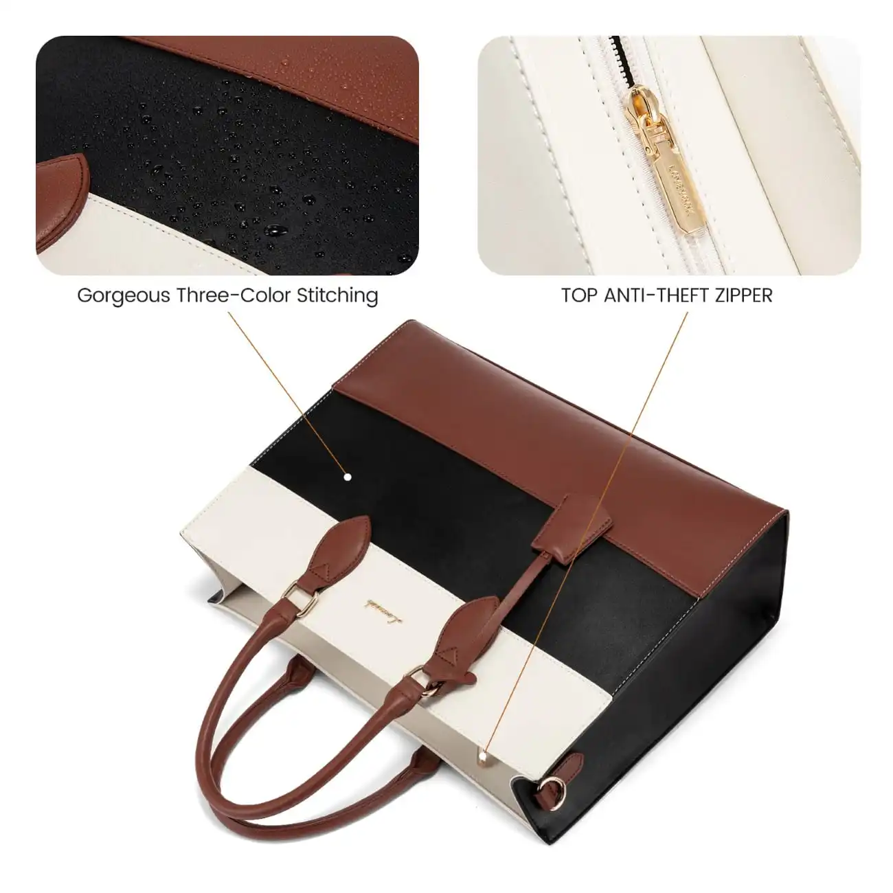 Γυναικείο σετ τσάντας ώμου/χειρός φορητού υπολογιστή Lovevook 15,6'' WB3024 black/beige/brown