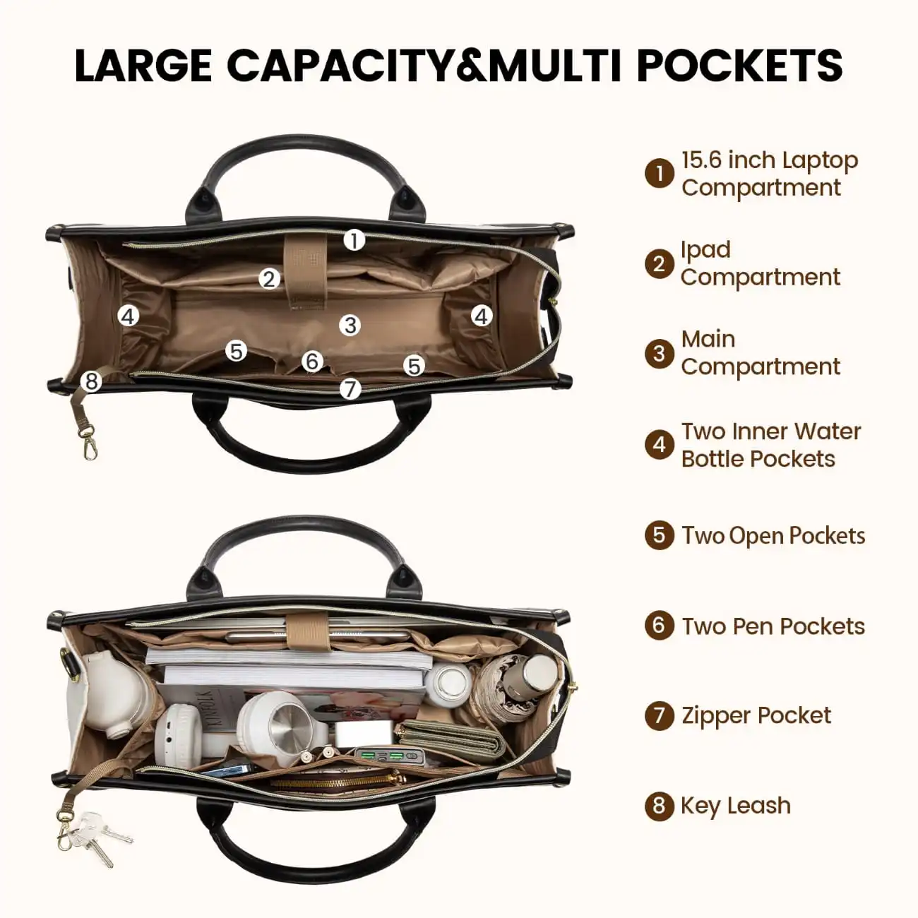 Γυναικείο σετ τσάντας χιαστί/χειρός Lovevook 17,3'' WB3058 black/beige