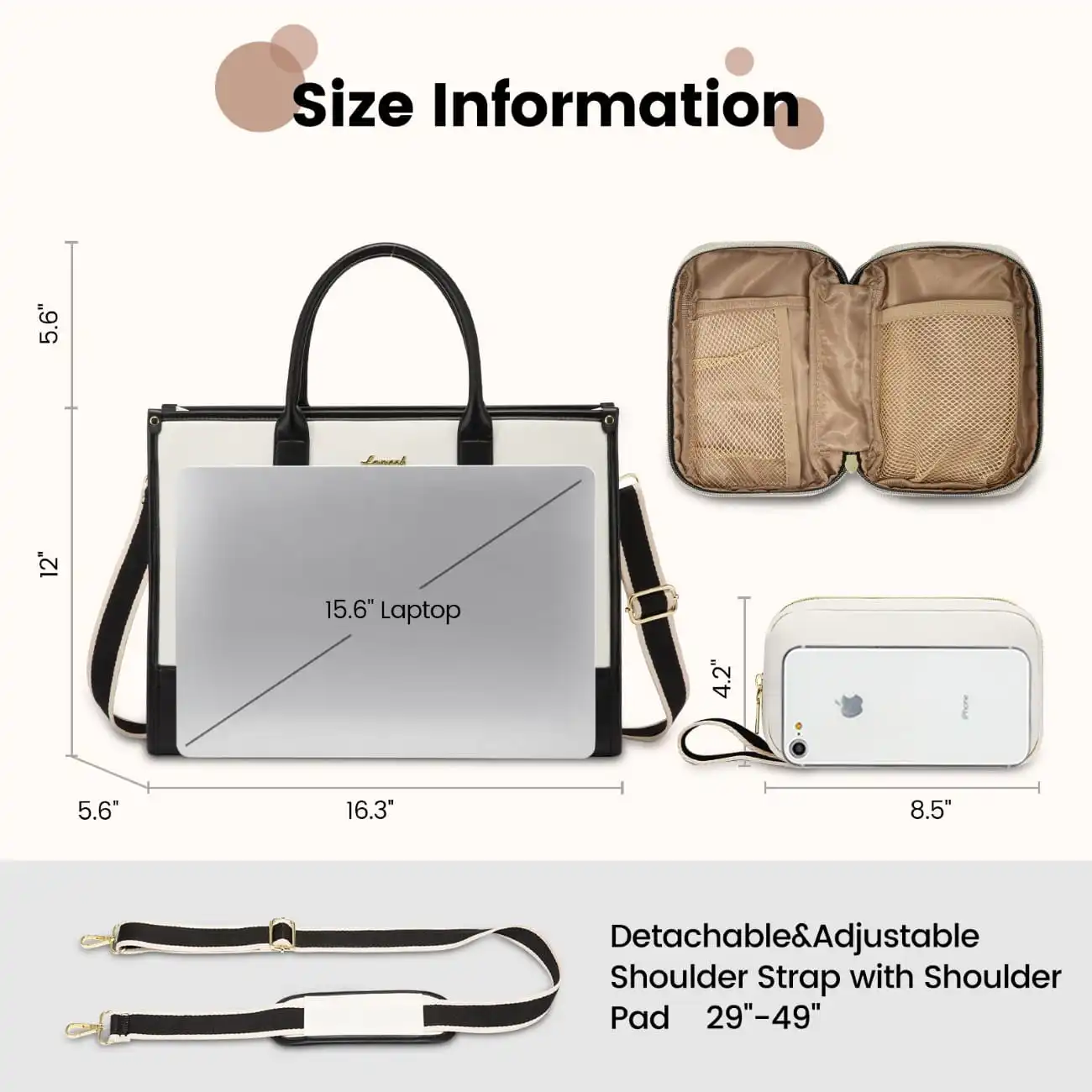 Γυναικείο σετ τσάντας χιαστί/χειρός Lovevook 17,3'' WB3058 black/beige