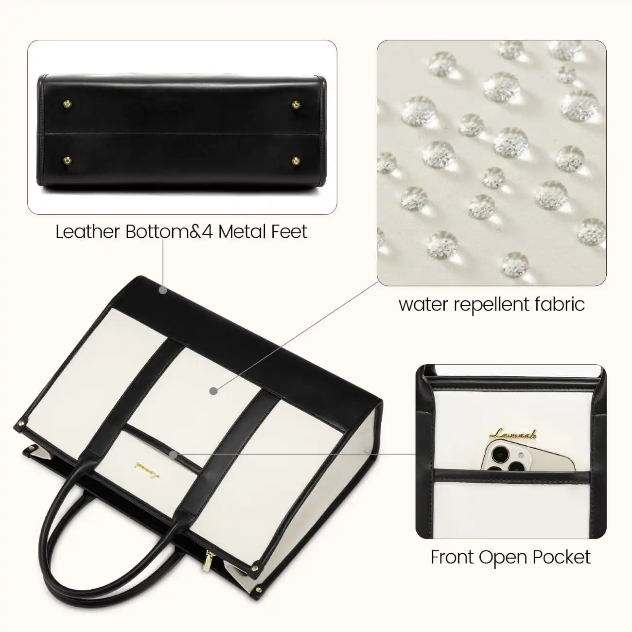 Γυναικείο σετ τσάντας χιαστί/χειρός Lovevook 17,3'' WB3058 black/beige