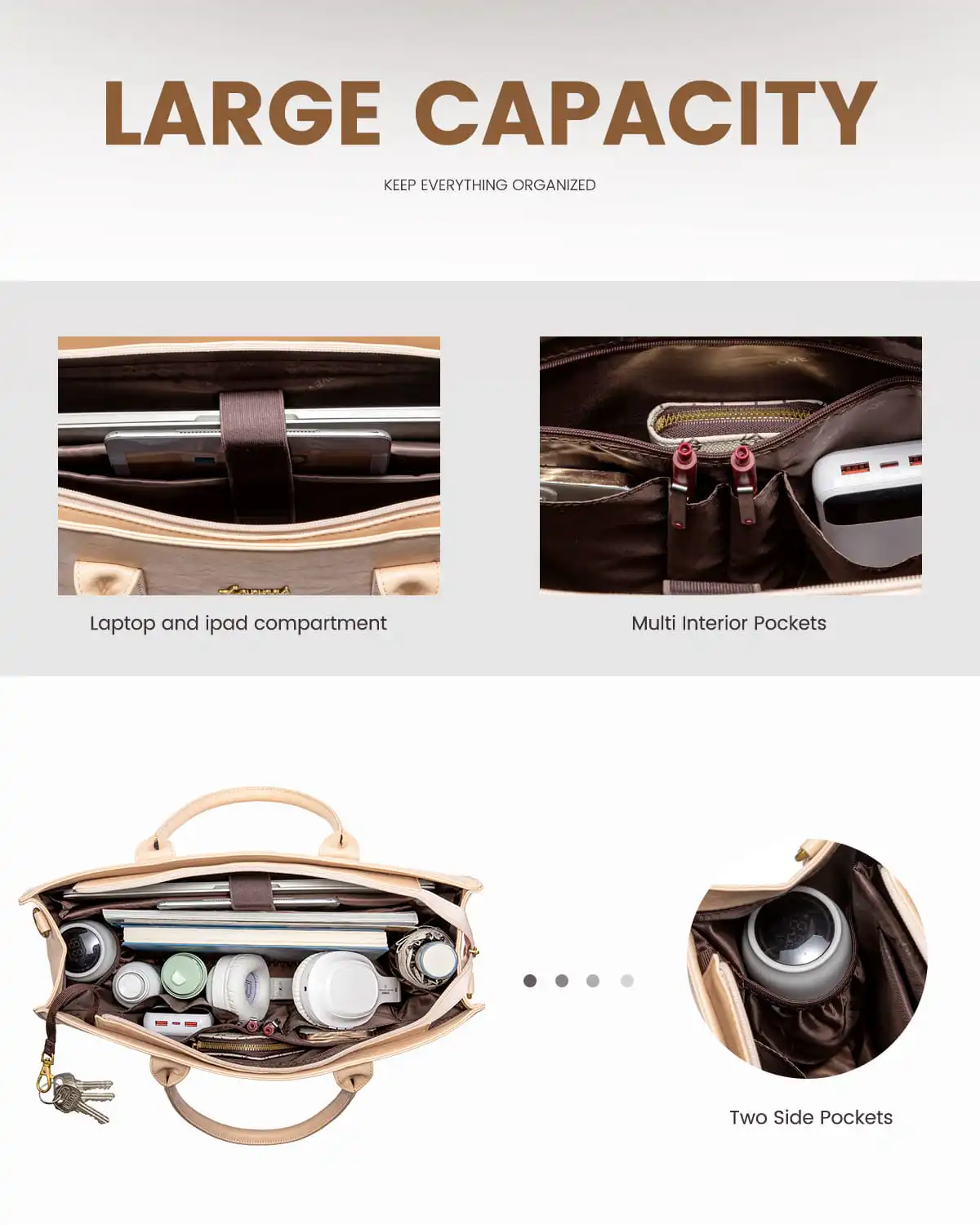 Γυναικεία τσάντα ώμου φορητού υπολογιστή Lovevook 15,6'' WB3063 apricot