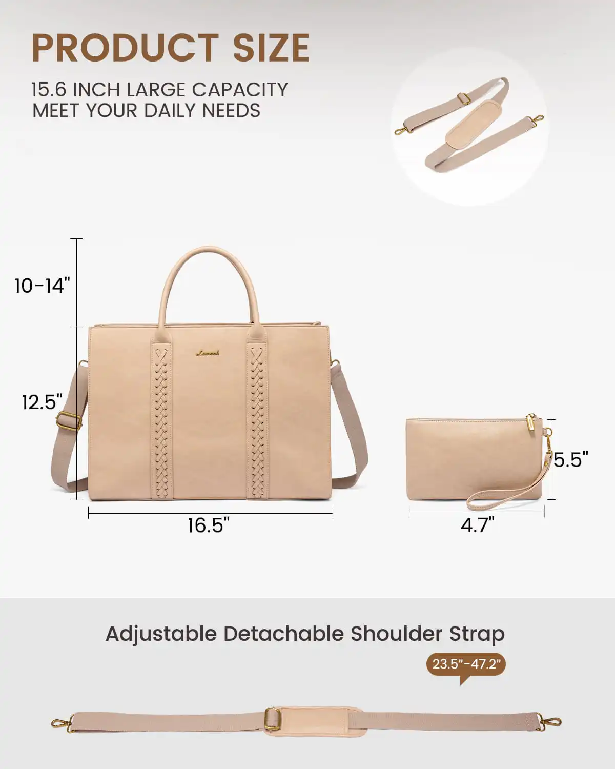 Γυναικεία τσάντα ώμου φορητού υπολογιστή Lovevook 15,6'' WB3063 apricot