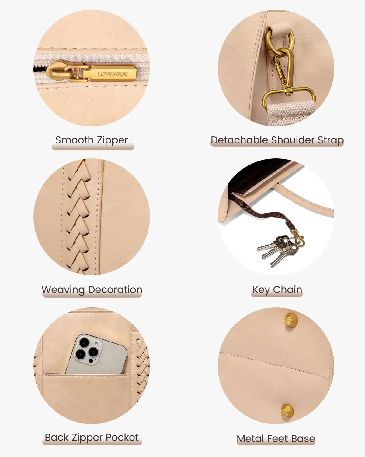 Γυναικεία τσάντα ώμου φορητού υπολογιστή Lovevook 15,6'' WB3063 apricot