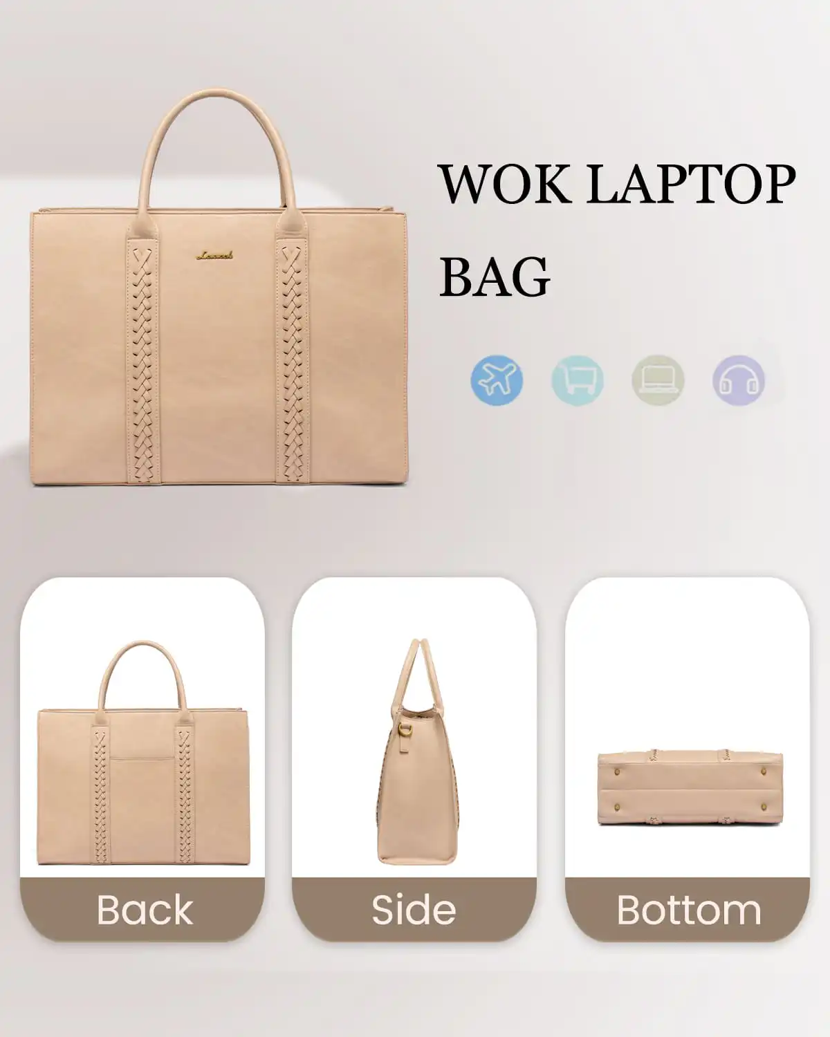 Γυναικεία τσάντα ώμου φορητού υπολογιστή Lovevook 15,6'' WB3063 apricot