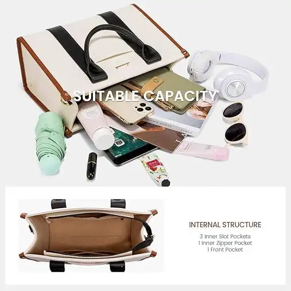 Γυναικεία τσάντα ώμου φορητού υπολογιστή Lovevook 13'' WB3084 beige/black