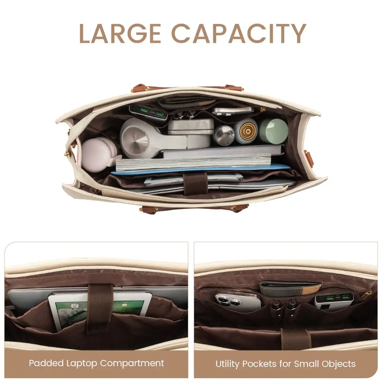 Γυναικείο σετ τσάντας χιαστί/χειρός Lovevook 15,6'' WB3123 beige/black/brown