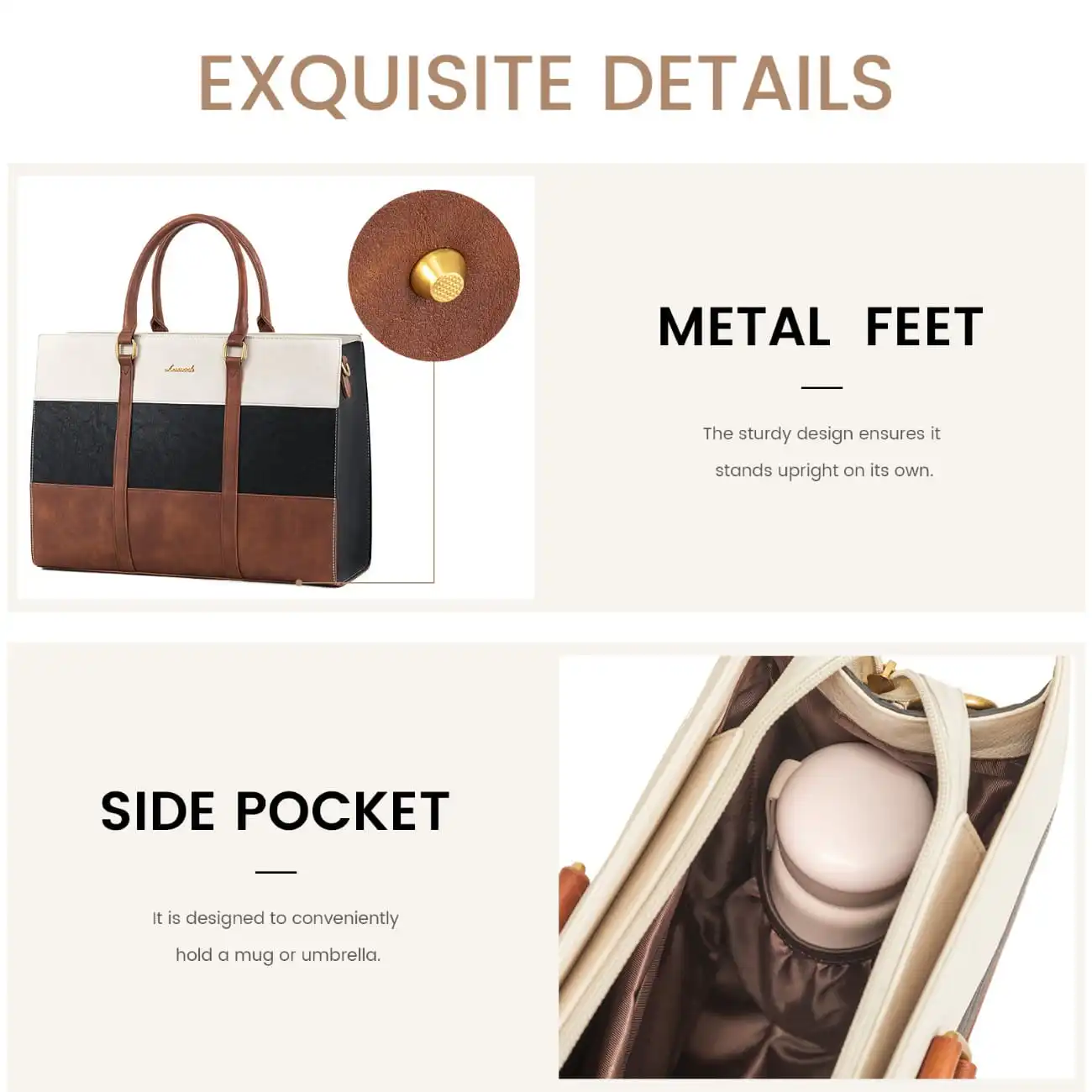 Γυναικείο σετ τσάντας χιαστί/χειρός Lovevook 15,6'' WB3123 beige/black/brown