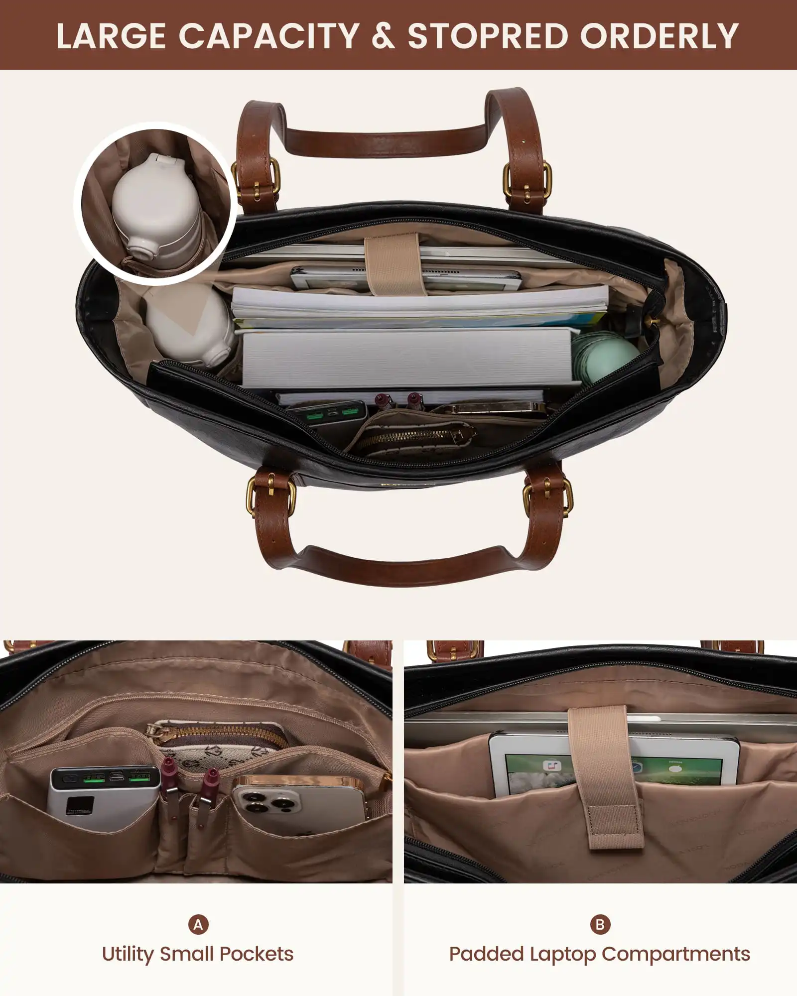 Γυναικεία τσάντα ώμου φορητού υπολογιστή Lovevook 15,6'' WB3147 black brown