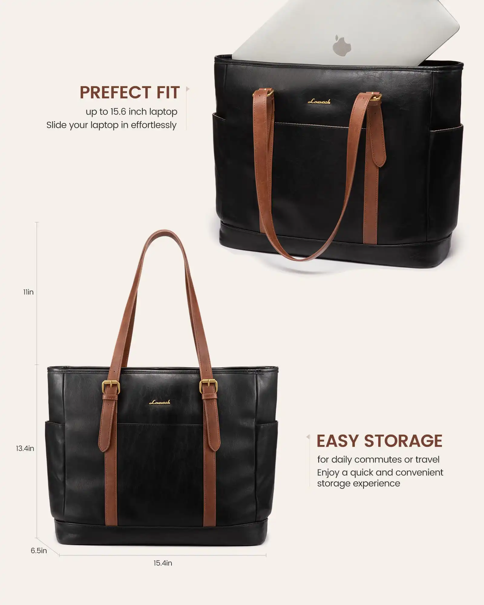 Γυναικεία τσάντα ώμου φορητού υπολογιστή Lovevook 15,6'' WB3147 black brown