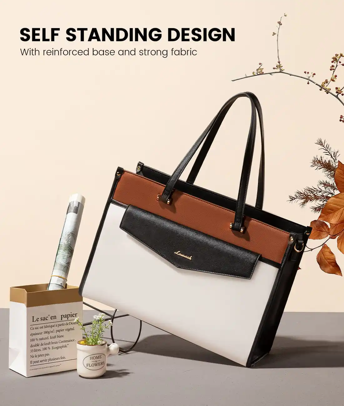 Γυναικείο σετ τσάντας ώμου/χιαστί φορητού υπολογιστή Lovevook 16'' WB3152 beige/black/brown