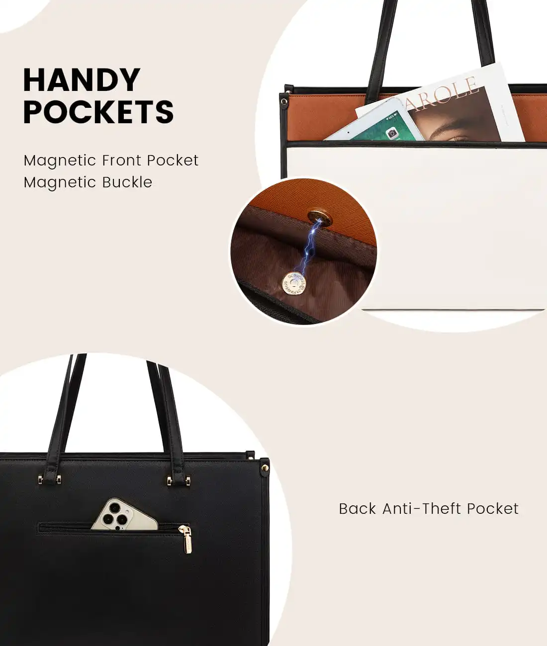 Γυναικείο σετ τσάντας ώμου/χιαστί φορητού υπολογιστή Lovevook 16'' WB3152 beige/black/brown