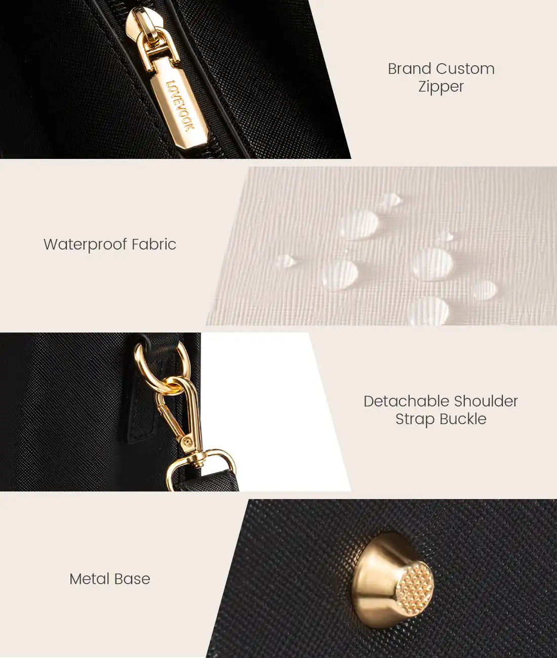 Γυναικείο σετ τσάντας ώμου/χιαστί φορητού υπολογιστή Lovevook 16'' WB3152 beige/black/brown