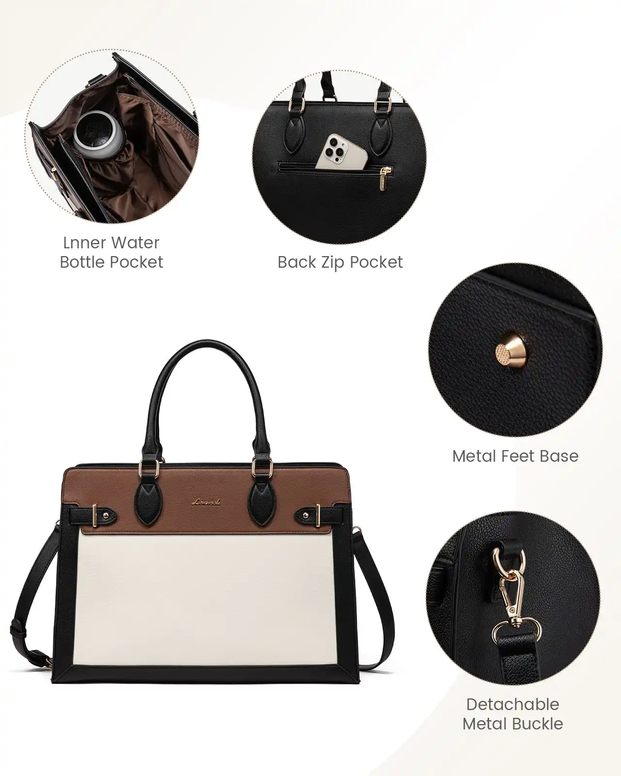 Γυναικεία τσάντα ώμου φορητού υπολογιστή Lovevook 15,6'' WB3183 beige/brown