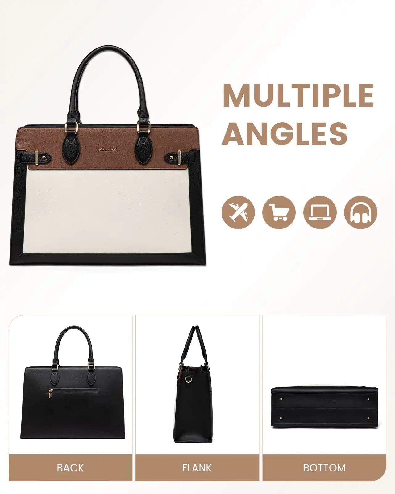 Γυναικεία τσάντα ώμου φορητού υπολογιστή Lovevook 15,6'' WB3183 beige/brown