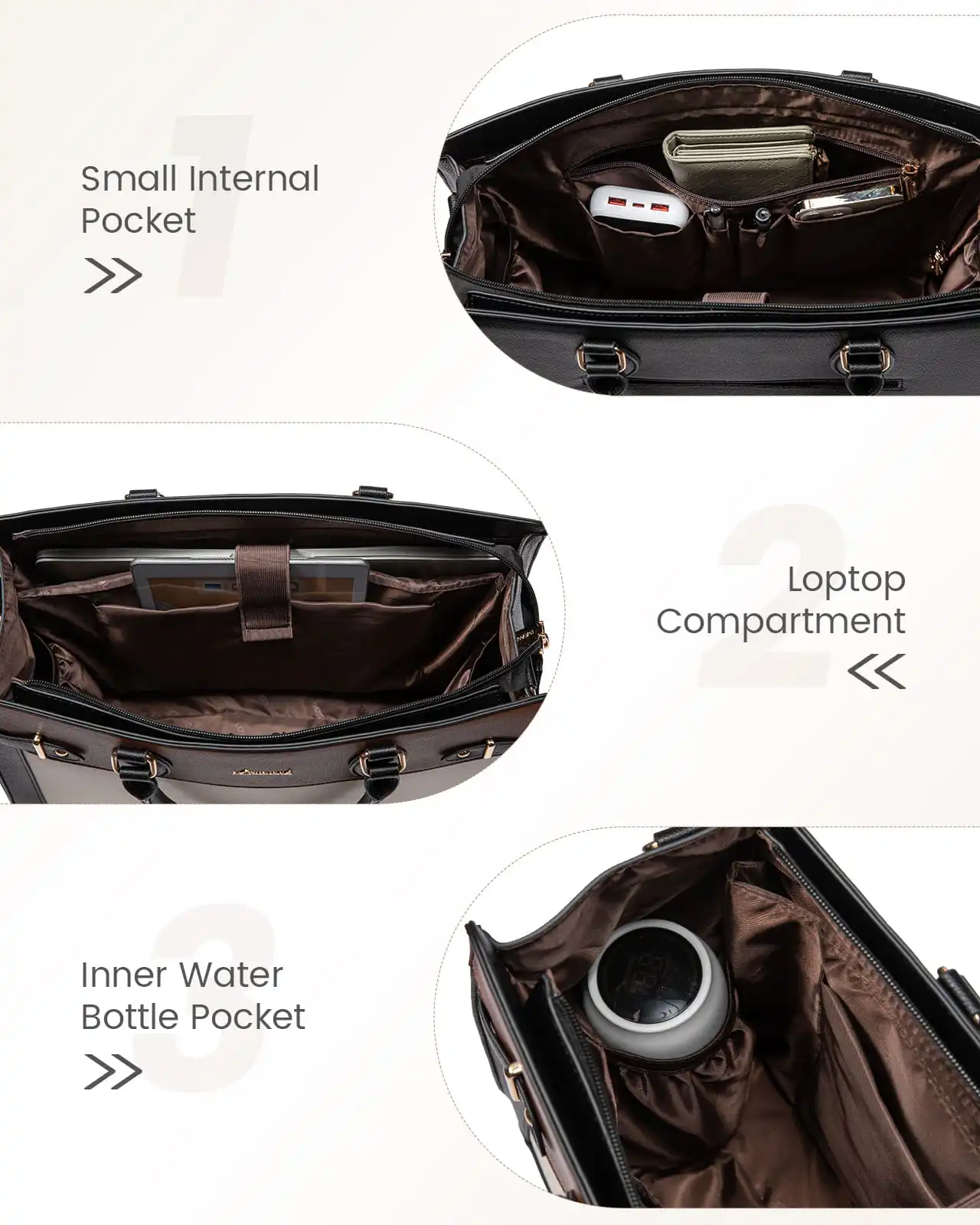 Γυναικεία τσάντα ώμου φορητού υπολογιστή Lovevook 15,6'' WB3183 beige/brown