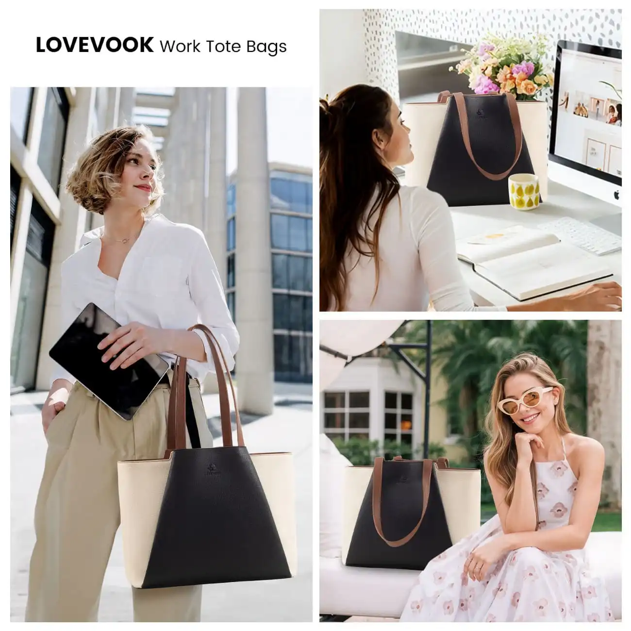 Γυναικείo σετ τσάντα ώμου/χειρός φορητού υπολογιστή Lovevook 15,6'' WB3269 white/black