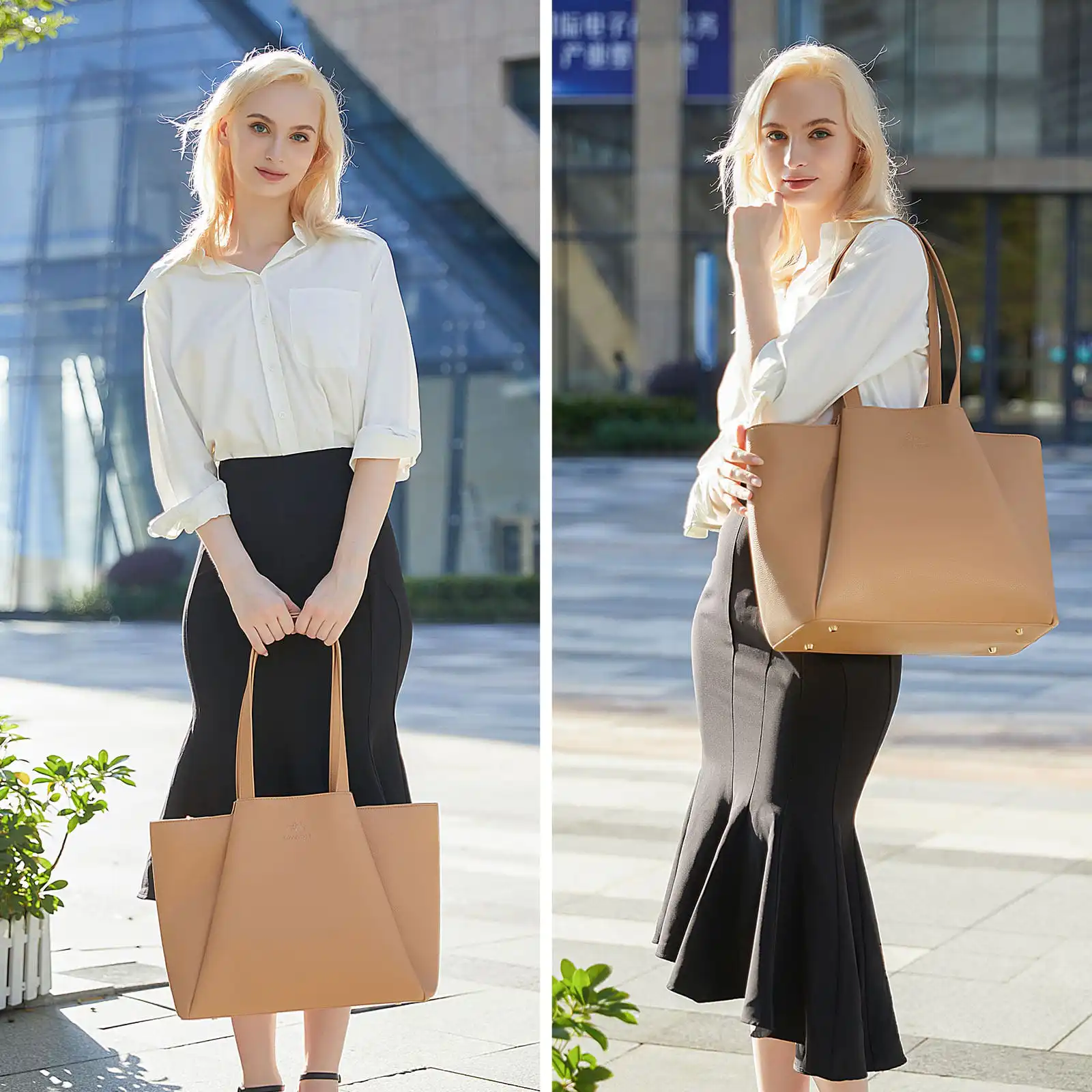 Γυναικείo σετ τσάντα ώμου/χειρός φορητού υπολογιστή Lovevook 15,6'' WB3269 Camel