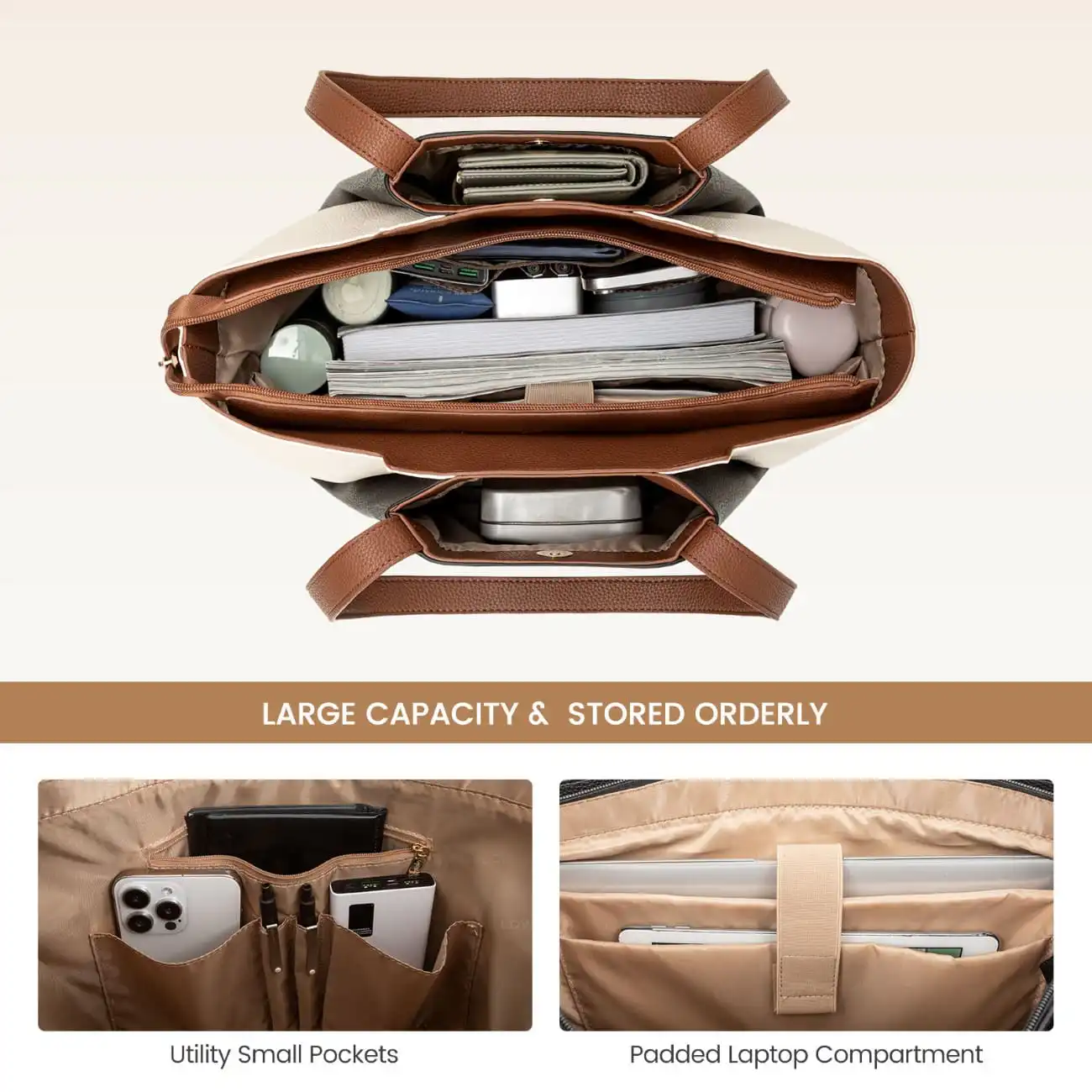 Γυναικείo σετ τσάντα ώμου/χειρός φορητού υπολογιστή Lovevook 15,6'' WB3269 white/black